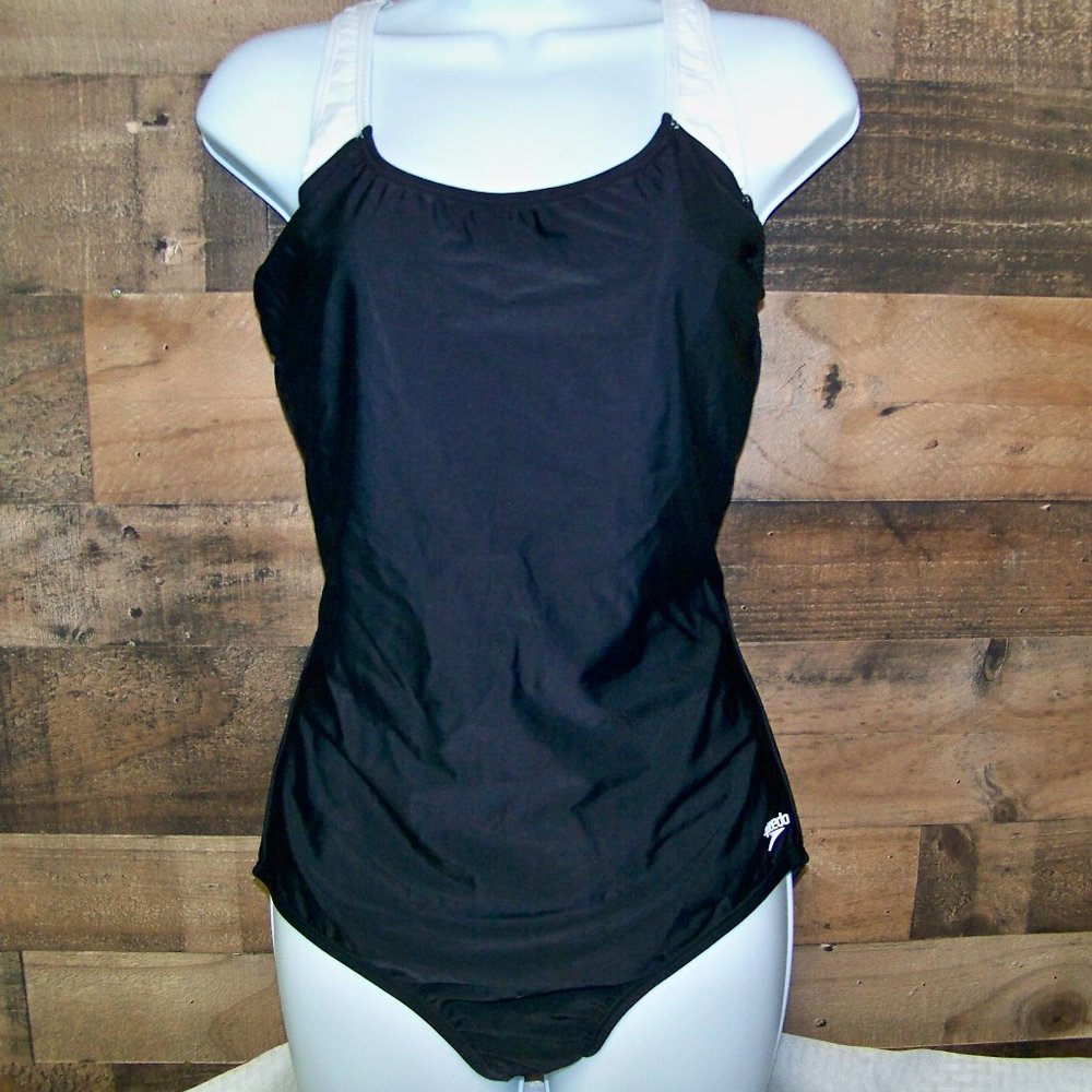 Speedo One Piece Black Razor Back Swim Suit